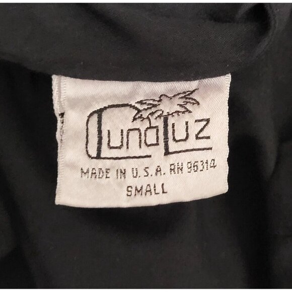 Luna Luz Black Bubble Hem Cotton Dress Sculptural Silhouette - Picture 8 of 11